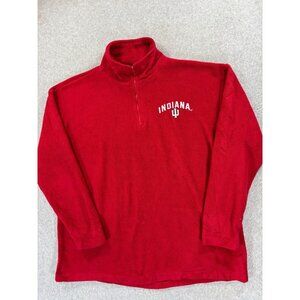 Indiana Hoosiers Stitched Logo Fleece 1/4 Zip Campus‎ Pullover (Men's Large) Red